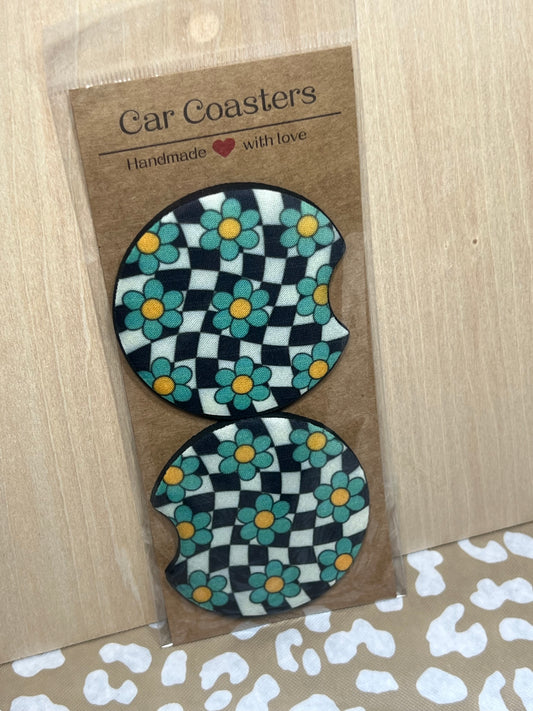 Blue Checkered Car Coasters
