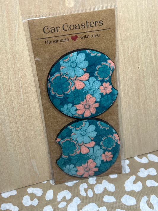 Blue Flower Car Coasters