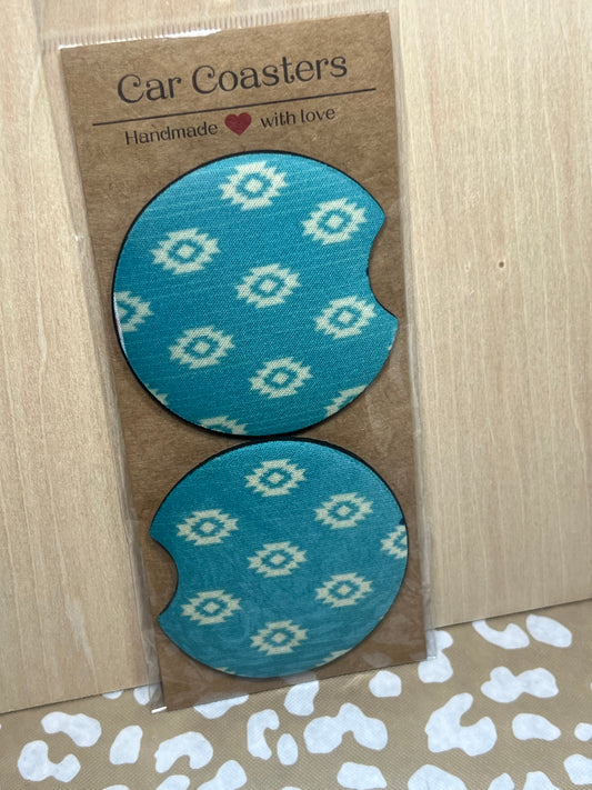 Blue Aztec Car Coasters
