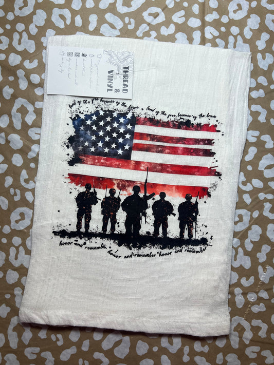 “Land Of The Free Because Of The Brave” Kitchen Towel