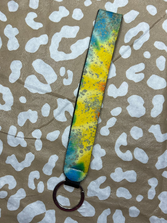 Tie-dye Faux Glitter Wristlet Keychain