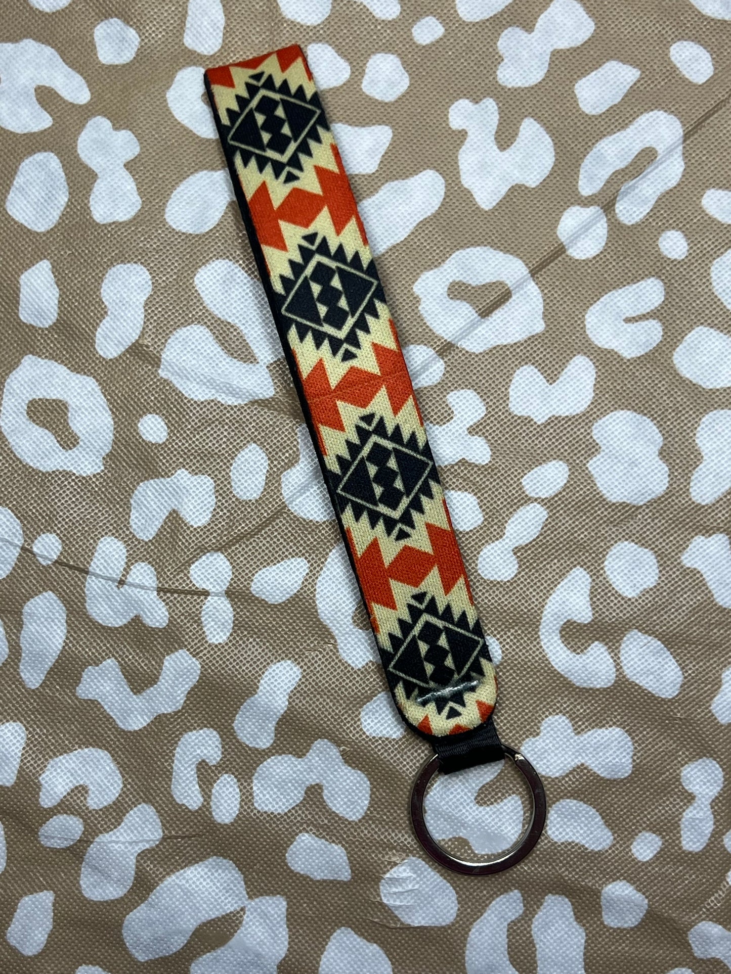 Orange Aztec Wristlet Keychain