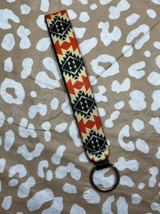 Orange Aztec Wristlet Keychain