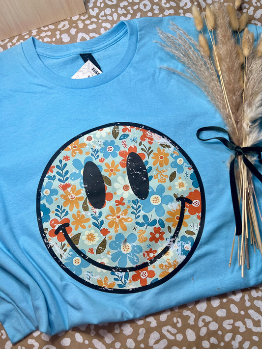 Floral Smiley Gildan T-Shirt