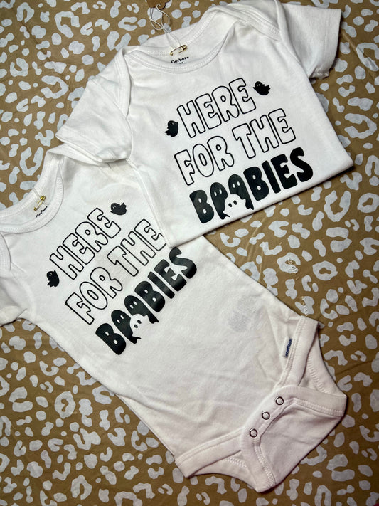 “Here For The Boobies” Onesie