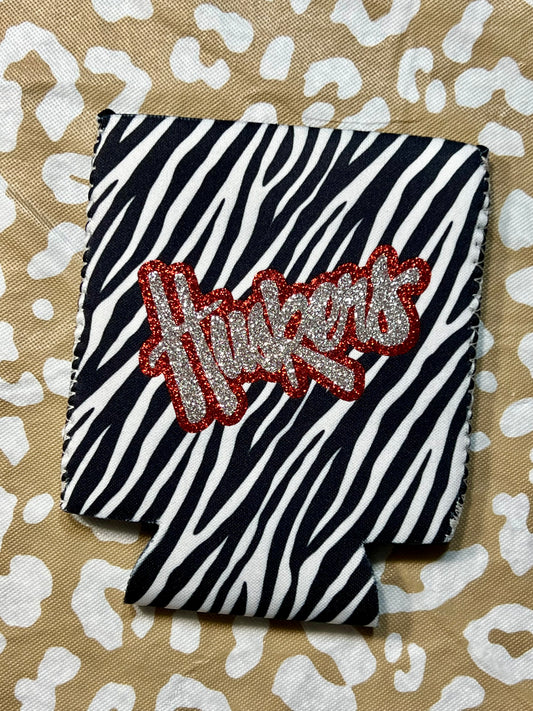 Zebra Glitter Gameday Koozie