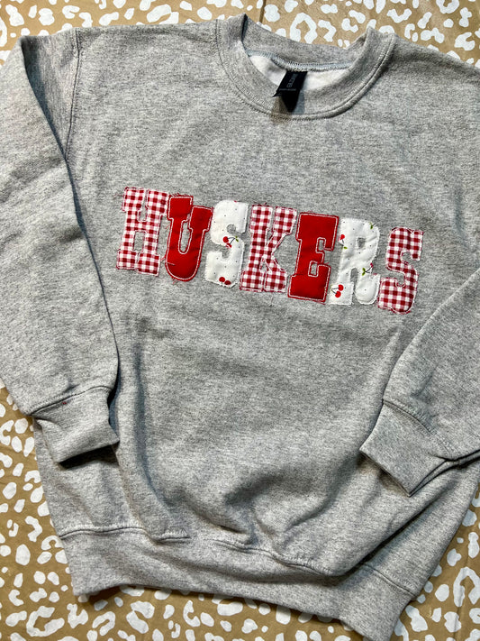 Toddler/Youth Appliqué Grey Gameday Crewneck Sweatshirt