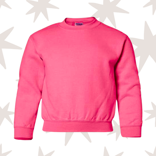Safety Pink Youth Gildan Crewneck Sweatshirt