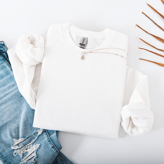 White Gildan Crewneck Sweatshirt